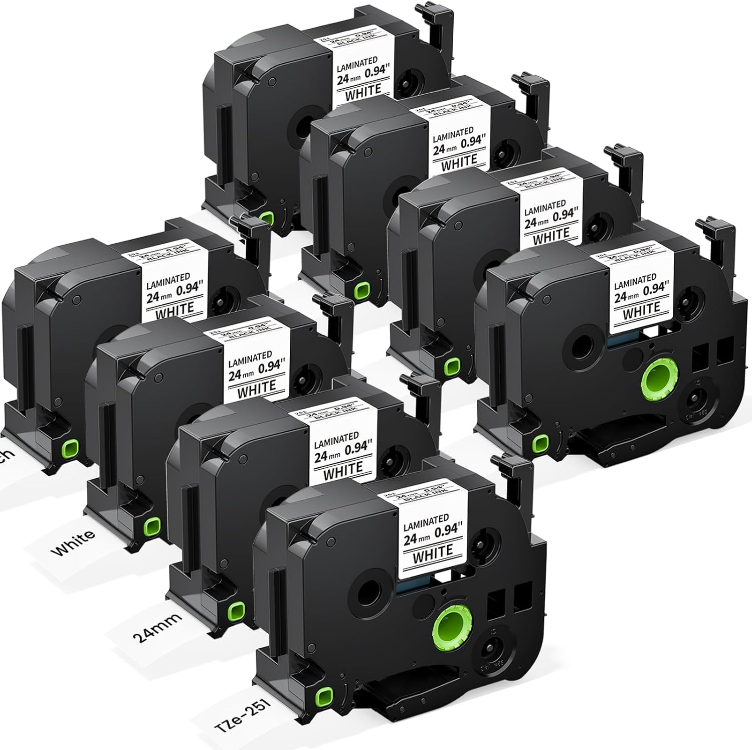 Labelife 8-Pack TZe-251 TZe TZ Tape 24mm 0.94 Compatible with Brother P Touch Label Maker Tape 24mm .94 Laminated White TZe251 TZ-251 1'' for Brother PT-D600 PT-D610BT PT-P710BT P700 P750W