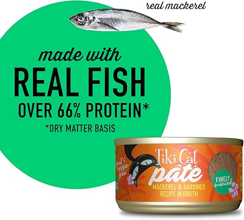 Miniatura 4 de Tiki Cat Grill - Paté, caballa y sardinas, ingredientes con alto contenido de proteínas y 100% sin OMG, comida húmeda y finamente picada para gatos