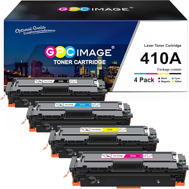 GPC Image Compatible Toner Cartridges Replacement for HP CF410A 410X CF410X for Color LaserJet Pro M477fdw M477fnw M477fdn M452nw M377dw M452dn M452dw M477dw M477nw (Black Cyan Magenta Yellow, 4-Pack)