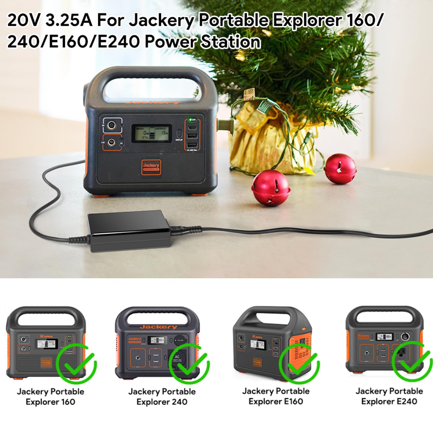 KFD 65W 20V Bloc d'alimentation Chargeur pour Jackery Explorer 160 240 E160 E240 Honda HLS 290 HLS290 167Wh 240Wh YHY-12005000 DS120060C8-W PN 32120000 561016000 Adaptateur Secteur