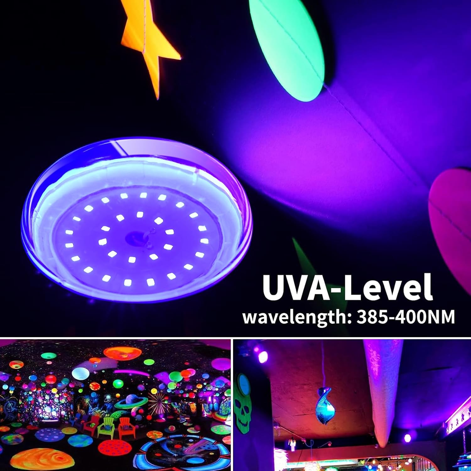 4 Pack 36W Black Light Bar & 4 Pack 15W LED Black Light, Blacklight for Glow Party, Fluorescent Poster, Body Paint, Halloween Dec