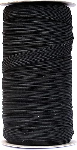 Banda elástica plana de 50 yardas de longitud de 1/2 pulgada de ancho para costura, cordón elástico para proyectos de bricolaje, artes y Negro