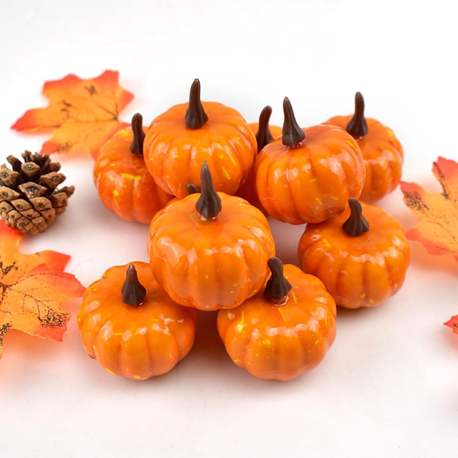 50 Mini-Kürbis Deko Set Aus Harz - Herbstdeko Für Halloween & Thanksgiving