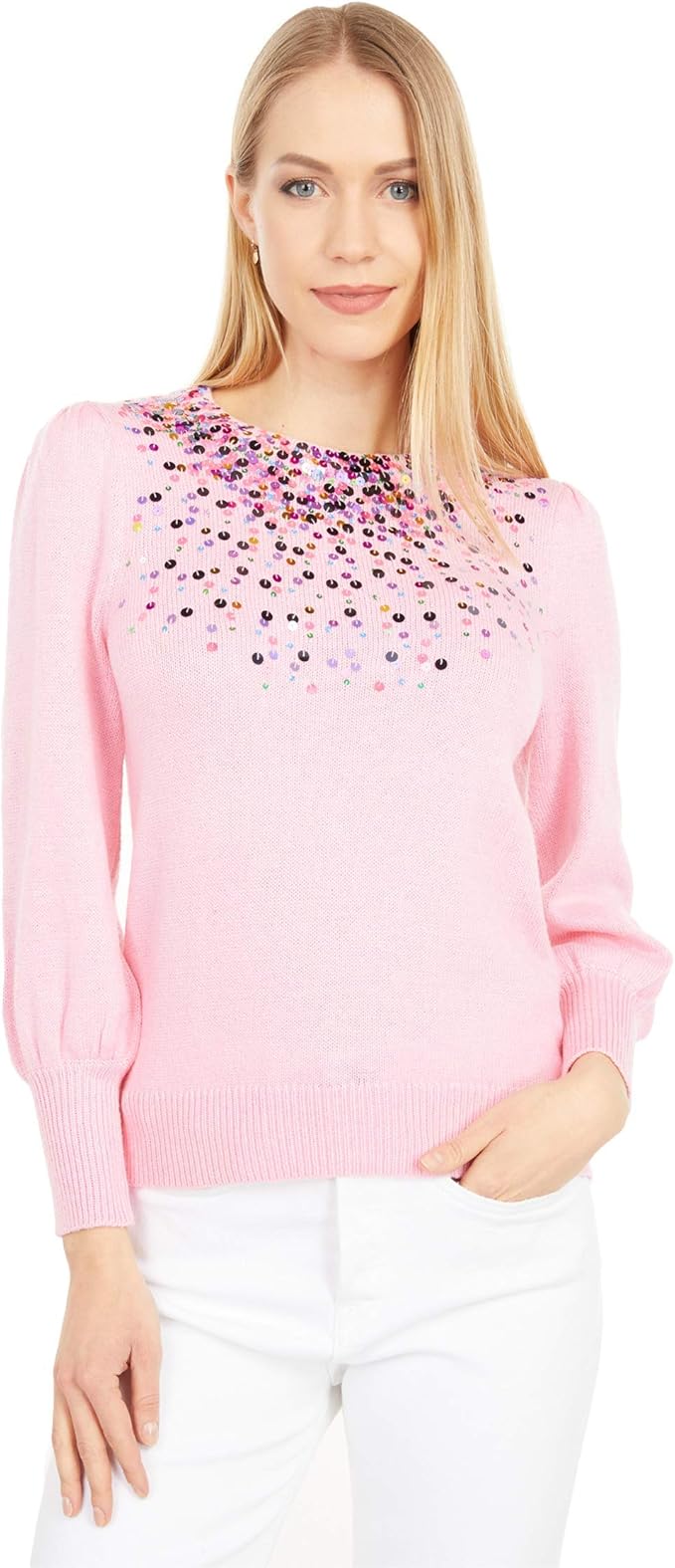 pink sequin sweater