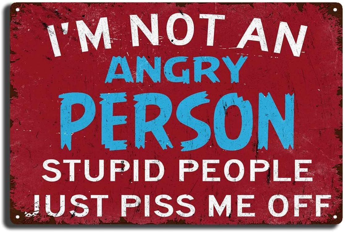 Anceky Style-6 Tin Signs I'man Angry Person Sign Funny Sarcastic Metal Tin Sign Man Cave Signs,Funny Garage Wall Art Decor For Home Farmhouse Bar Cafe Bedroom Garage Man Cave 5.5X8 Inch