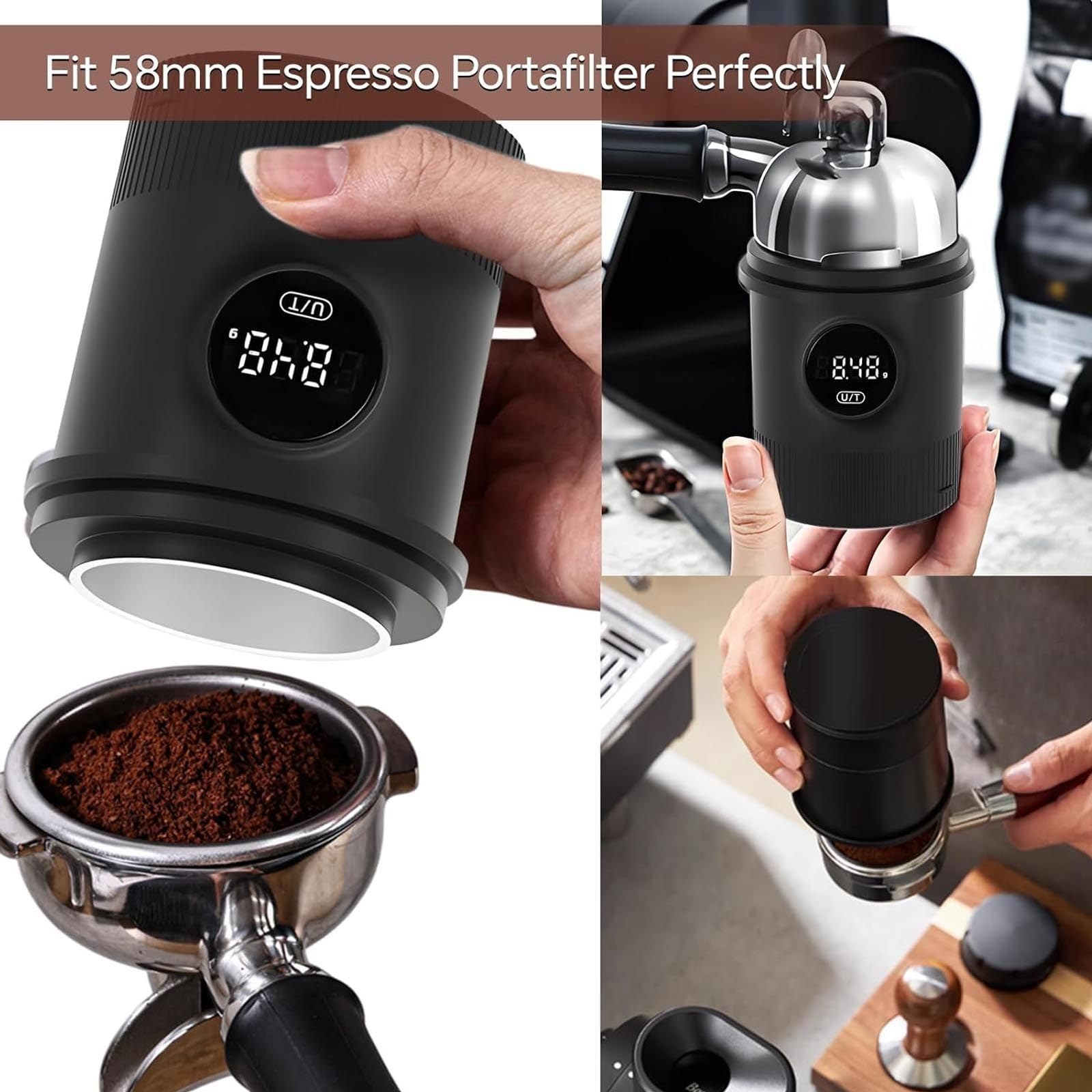 Vaso Dosificador Café - SolucióN Todo En Uno Para Dosificar Café-CombinacióN BáScula Y Taza | PrecisióN 0.1G, Compatible Con Portafiltros 58Mm,Recargable Para El Hogar Y CafeteríA.,Black