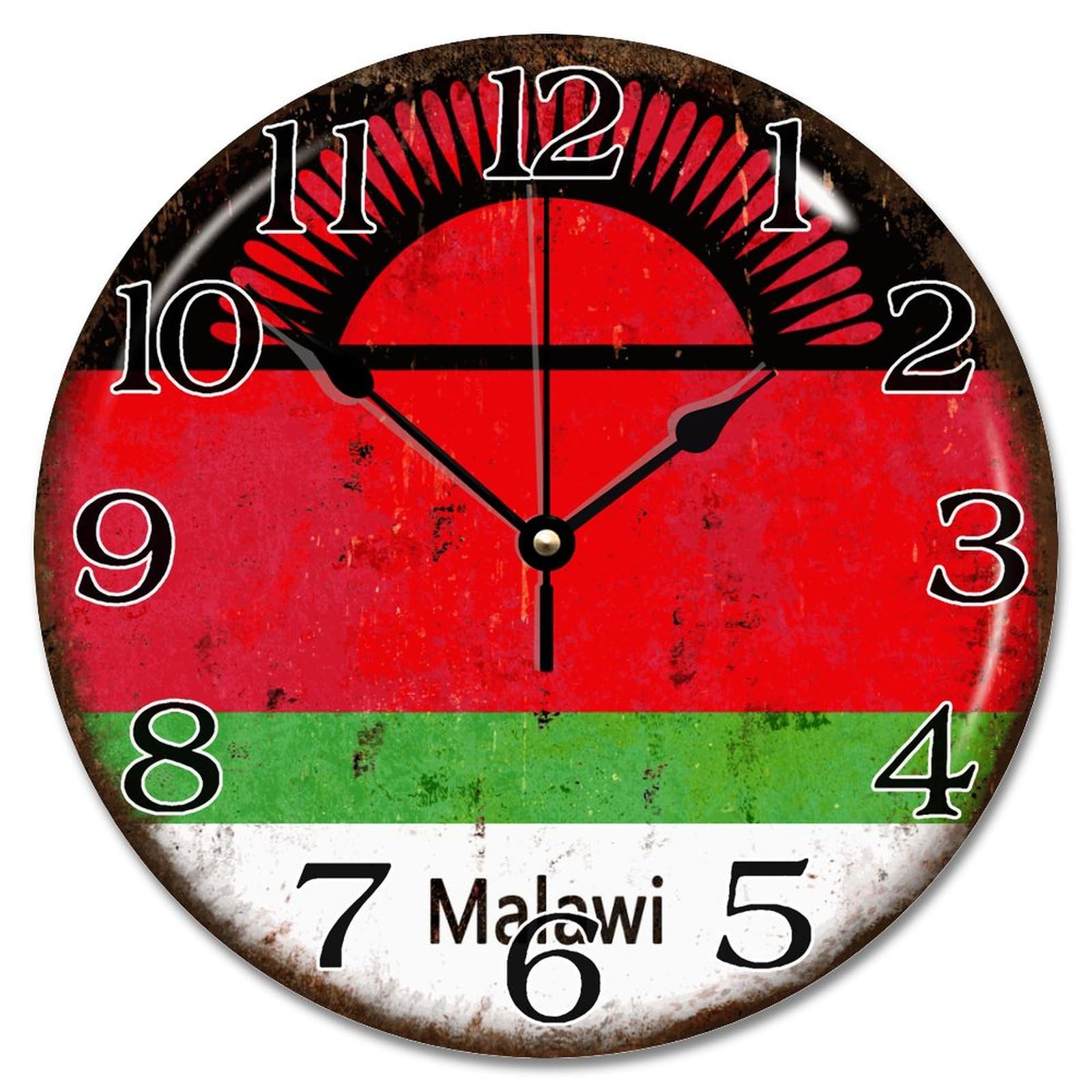 Horloge murale bois Malawi 30,5 cm décor rustique silencieux