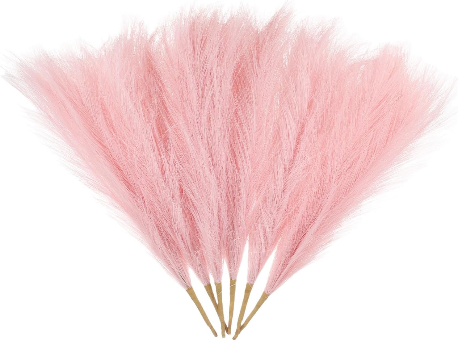 6 Pcs Faux Pampas Grass 42.5cm/16.5" Dried Pampas Grass 9 Branches, Light Pink HEVERCH 1351