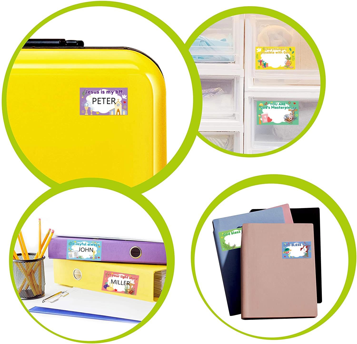 Bible Verse Name Tag Stickers 240 Pcs Christian Religious Name Tags 3.5 x 2 inch God Bless Self Adhesive Name Label - Motivational Faith Decals for Kids Classroom School Supplies - Image 2