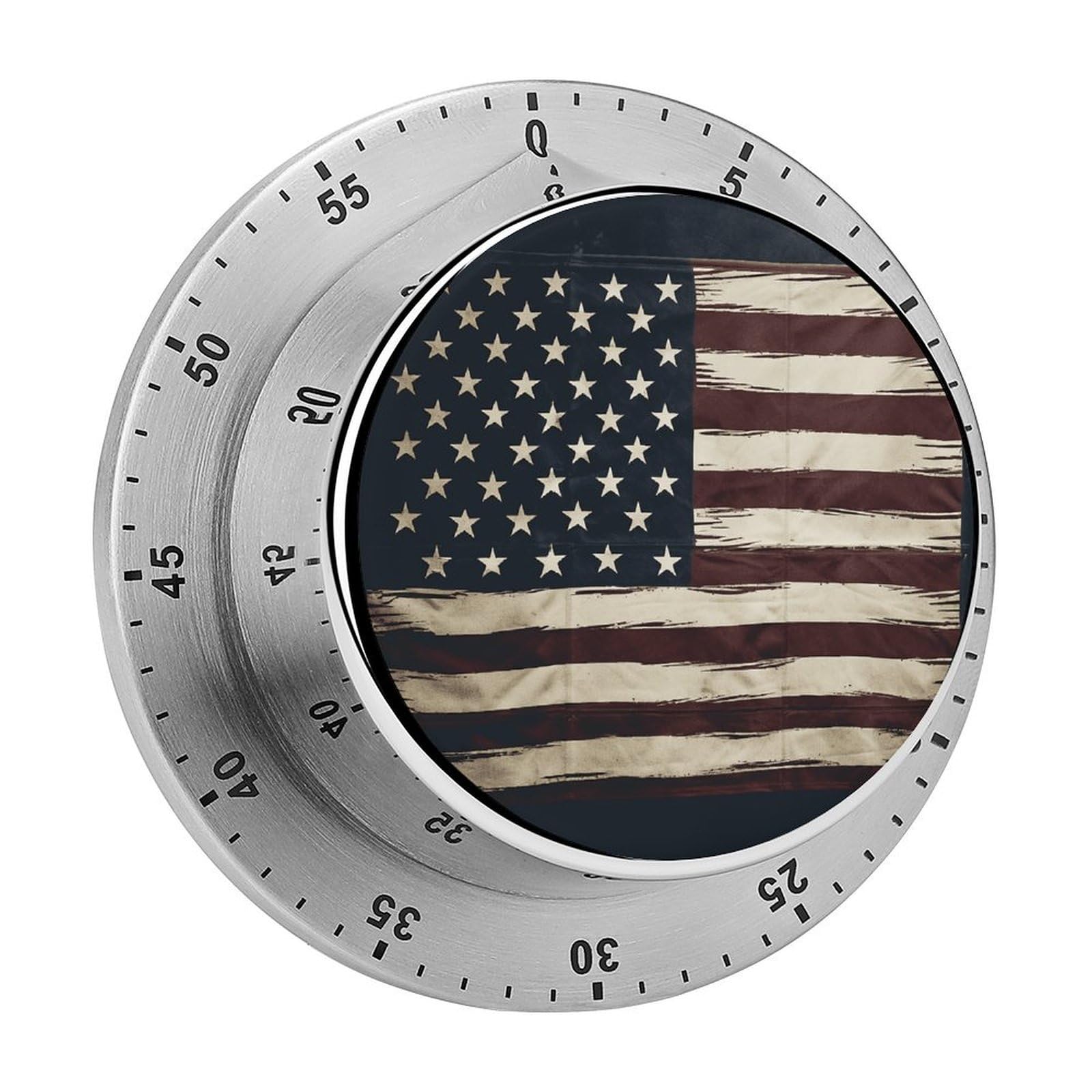 American Flag Kitchen Timer Chef Cooking Timers Clock with Loud Alarm Exquisite Stainless Steel Mechanical
