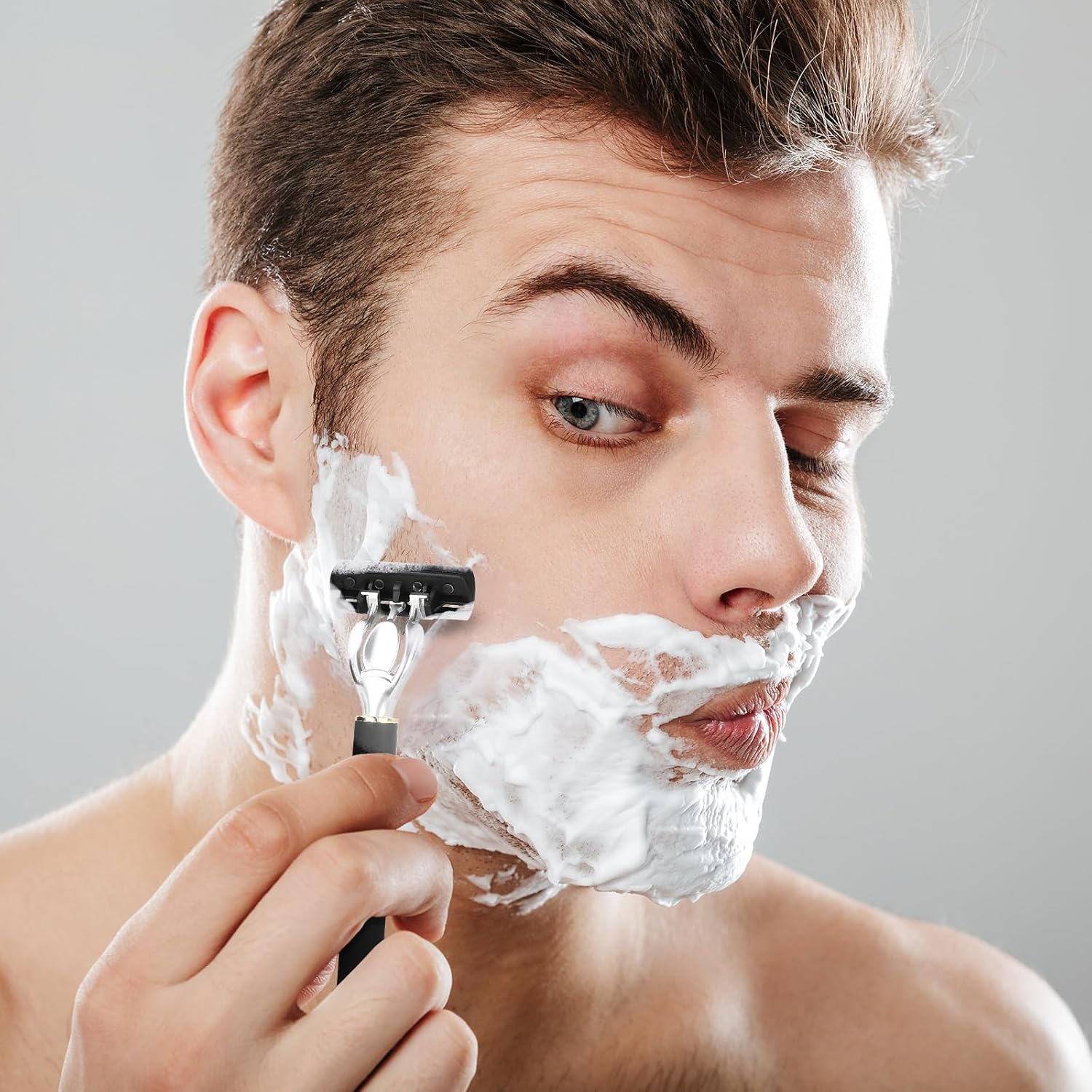 Men's 7-Blade Razor Set, 6/12 Stainless Steel Blades - Perfect For Beard & Mustache Trimming, Includes Replaceable Heads - Ideal Gift (12 Stainless Steel Blades) image 3