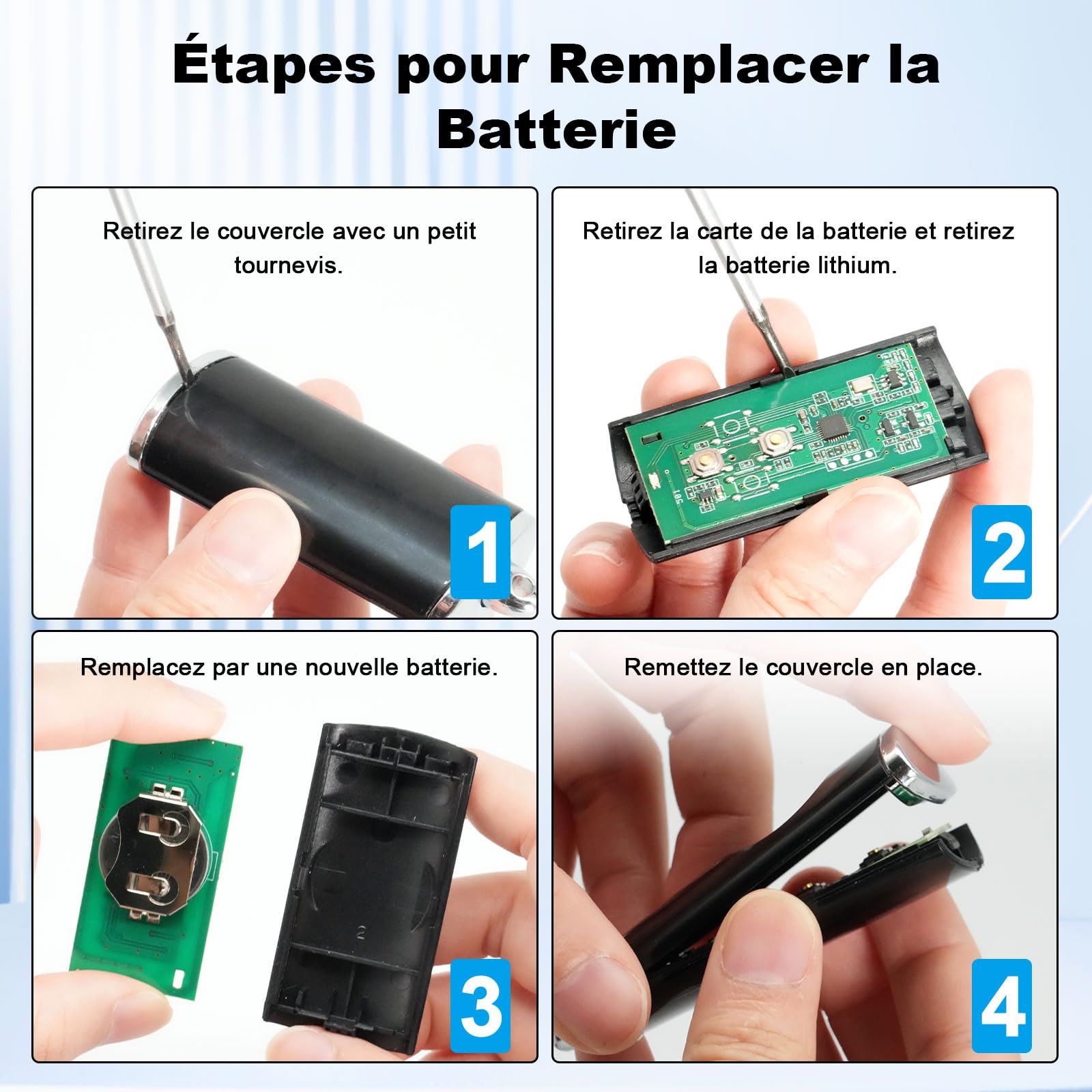 868,3 MHz Telecommande Portail pour HSE4 BS, Bip Portail Porte De Garage Compatible avec HSE-4-868-BS, HSE2-868-BS, HS4-868-BS, HS1-868-BS, HSS4-868-BS, HSP4-868-BS (2PCS-3 Canaux)