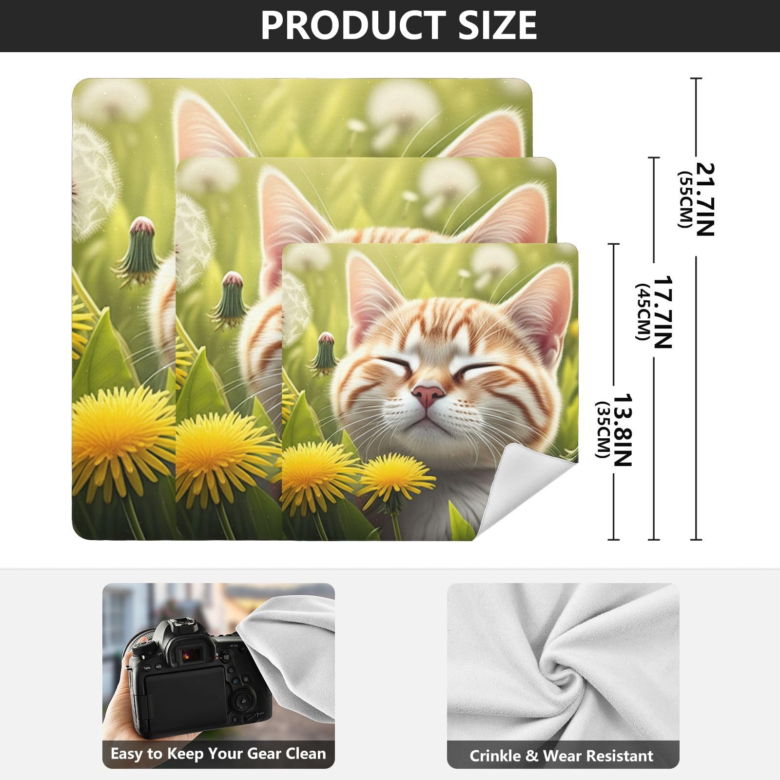 ODAWA Lens Protector Wrapper Cute Cat Closed Eyes Self-Adhesive Cloths 17.7