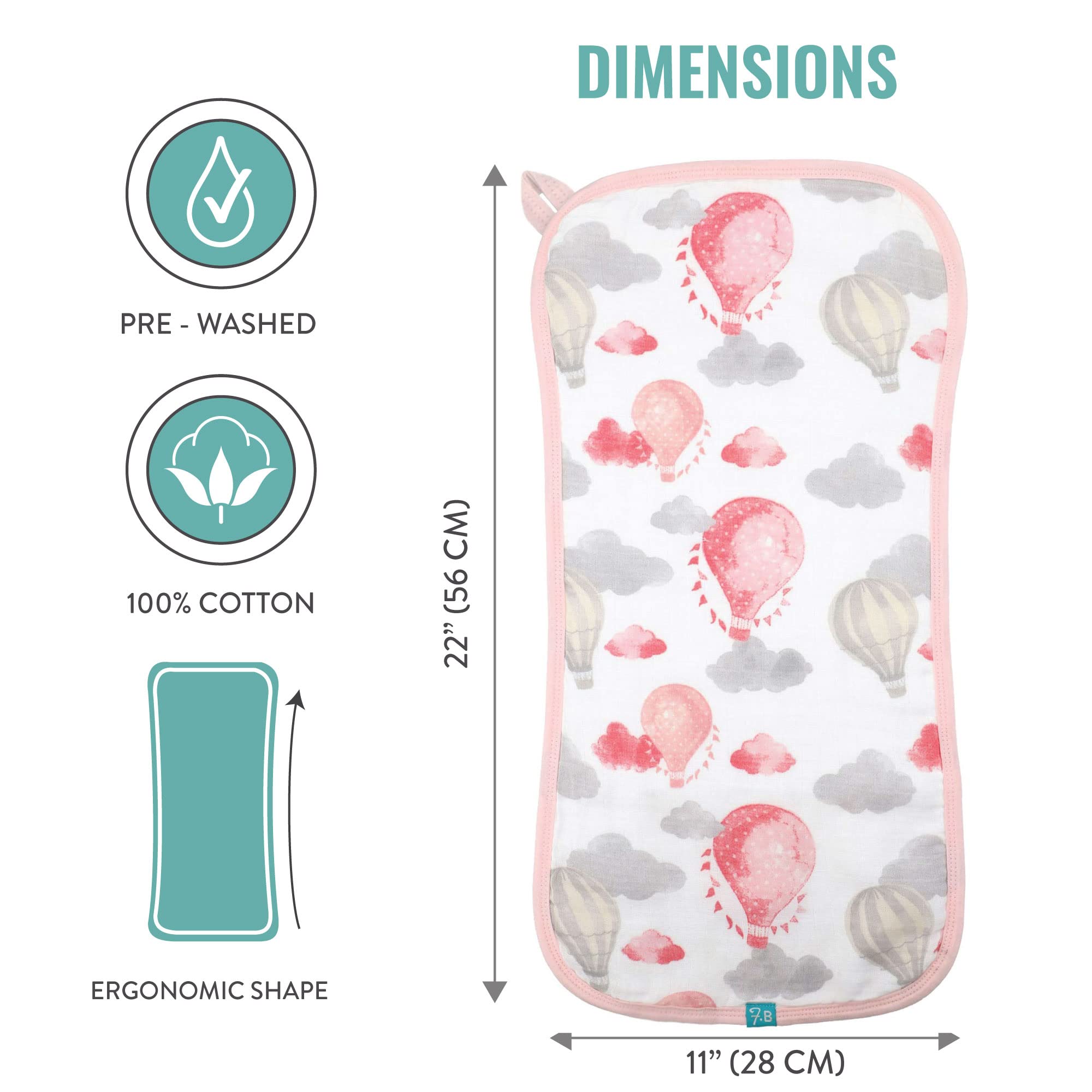 Featherhead Paquete de 5 paños de muselina para bebé, 22 x 11 pulgadas, trapos de muselina de algodón de alta calidad y rizo, paños de muselina súper suaves y absorbentes para niños y niñas, para baby
