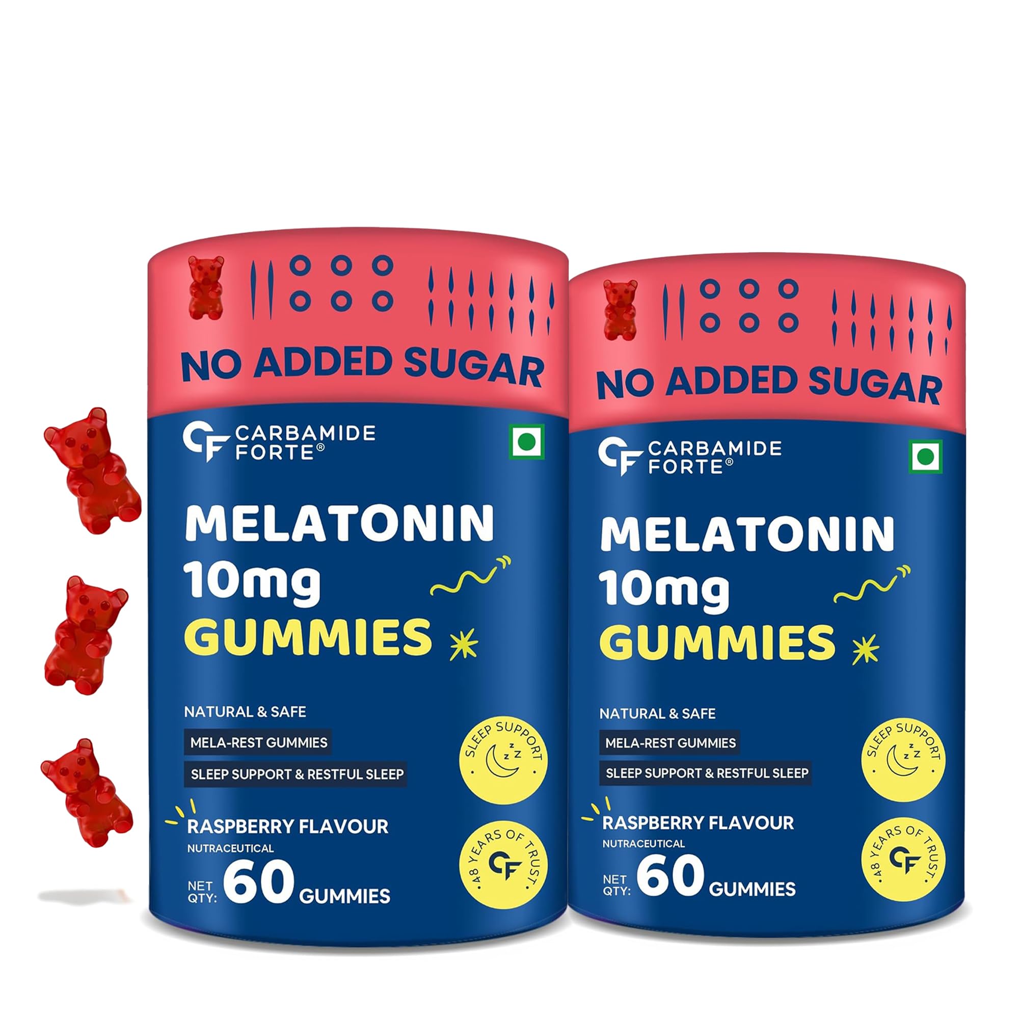 Melatonin 10mg Gummies for Better Sleep | Sleep Supplement - 60 Veg Gummies (Pack of 2)