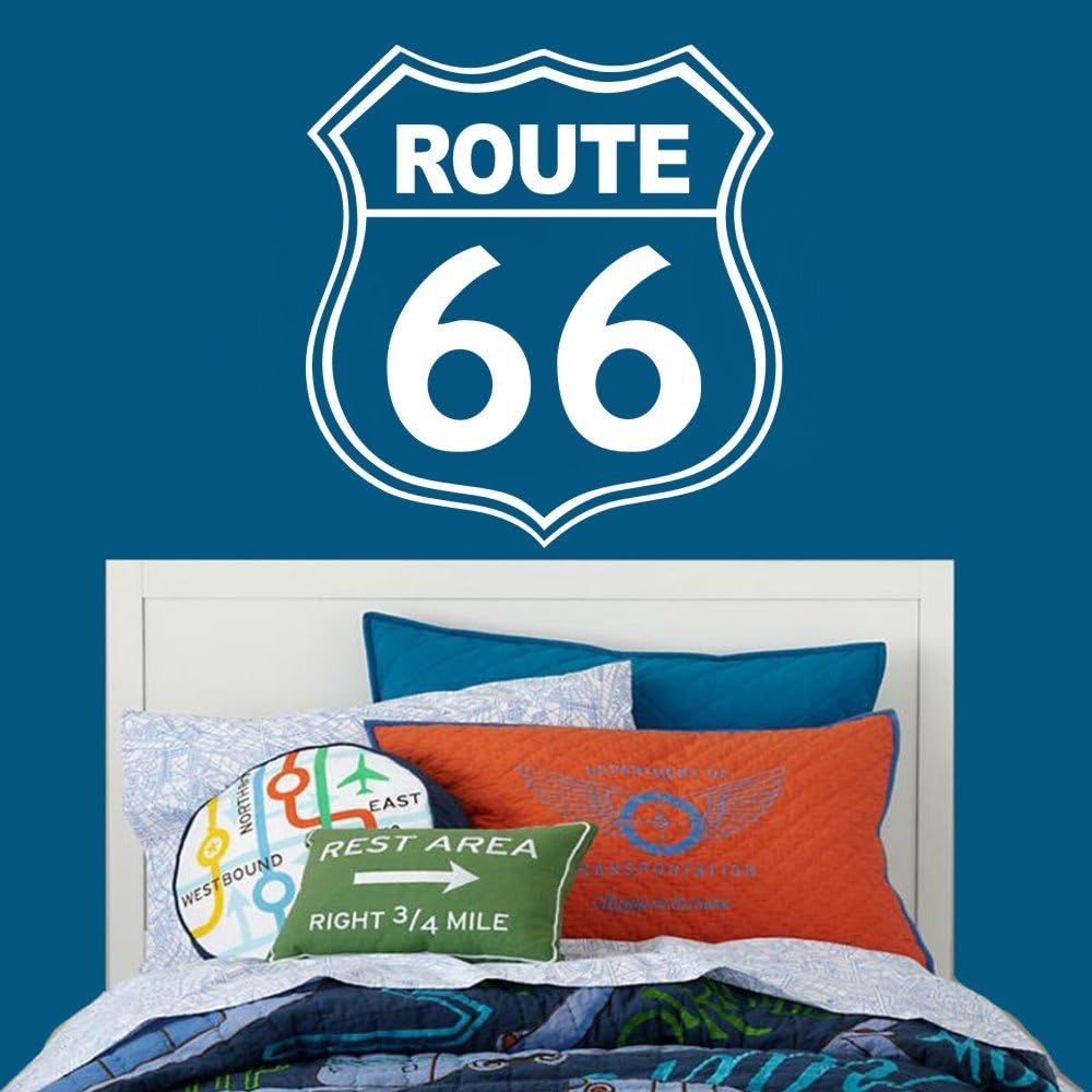 Vinyl Highway Wall Decal Route 66 Highway Sign Road Street Wall Sticker Road Wall Decal Wall Mural Home Art Decor White
