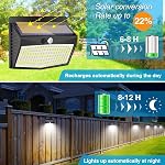 Solar Lights Outdoor, [ 2 Pack/138LED ] Solar Motion Sensor Light Outdoor with 3 Lighting Modes Wireless Waterproof Solar Wall Lights Solar Security Lights for Fence Yard Garden Deck Garage
