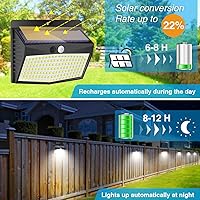 Vista 3 de Luces solares al aire libre, [138 LED/15 paquetes] Luces de pared con sensor de movimiento y seguridad solares con 3 modos de iluminación. Luces