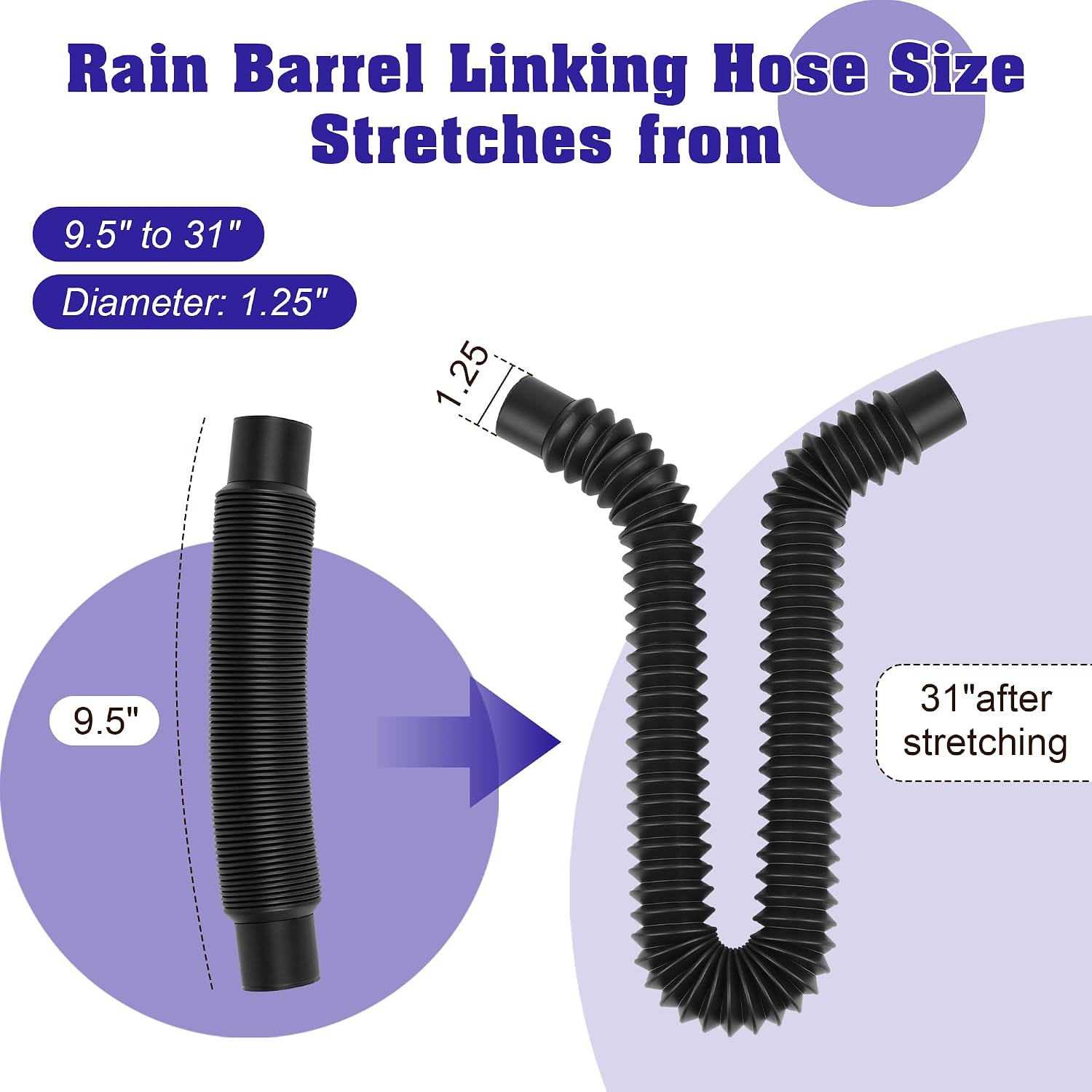 1.25" Diameter Rain Barrel Hose Connector Downspout Diverter Kit