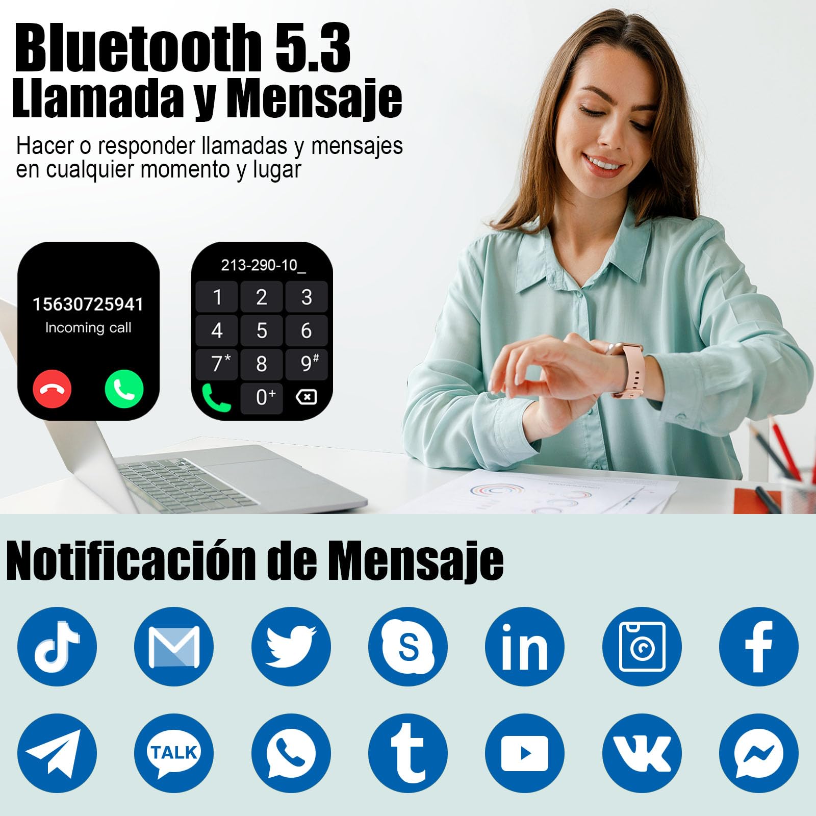 Reloj Inteligente Hombre Mujer, 2025 Nuevo 1.96'' Smartwatch Llamada Bluetooth, Pulsómetro/Monitor de Sueño/Podómetro, 110+ Modos Deportivo Hombre,Pulsera Actividad Impermeable IP68 para Android, Rosa