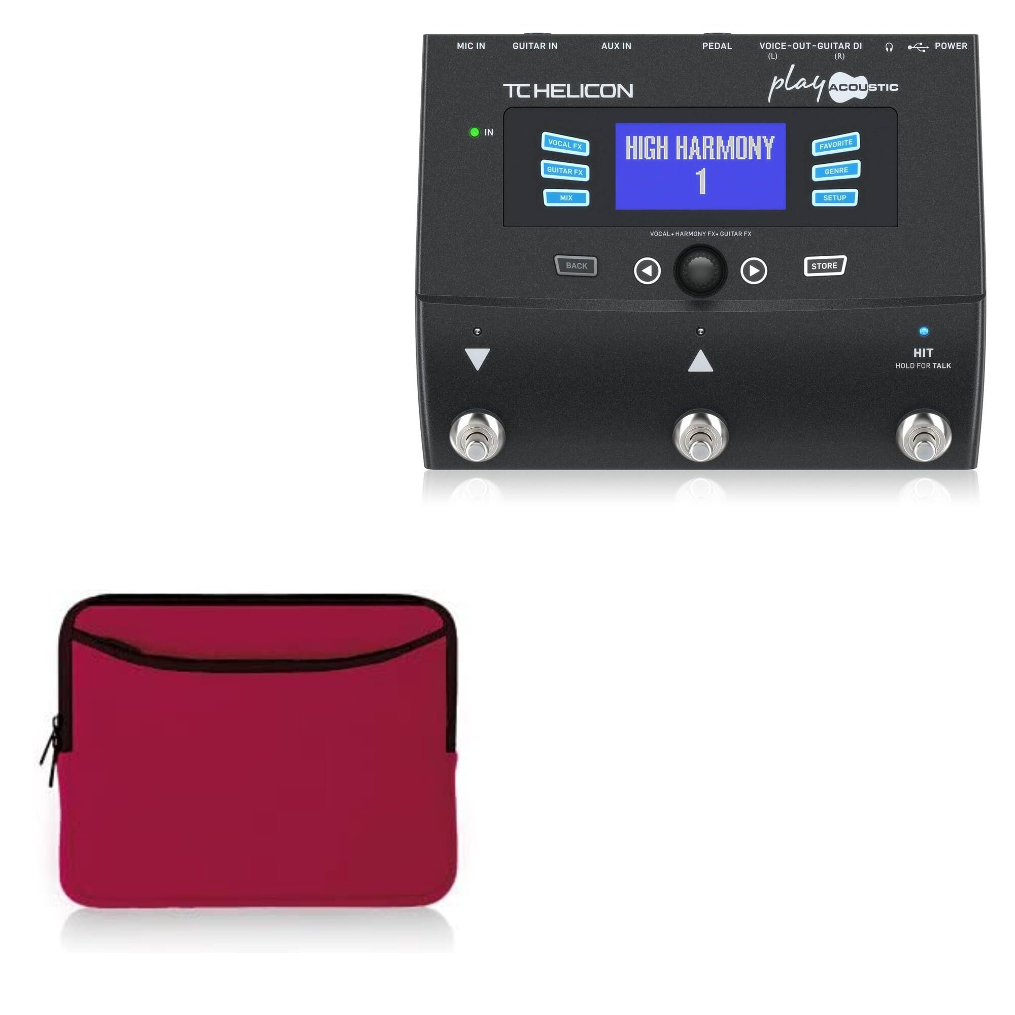 BoxWave Case Compatible with TC Helicon Play Acoustic - SoftSuit with Pocket, Soft Pouch Neoprene Cover Sleeve Zipper Pocket - Crimson Red
