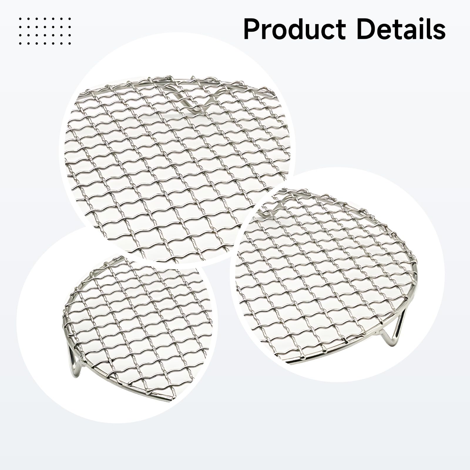 Grille ronde pour friteuse à air de 20 cm, en acier inoxydable avec pieds, accessoires à maille fine pour griller, rôtir, sécher, cuire et cuire à la vapeur