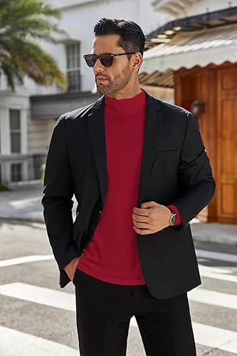 Miniatura 4 de Ekouaer Camisas de cuello alto falso para hombre, manga larga, básica, cuello de tortuga, suéter térmico ligero