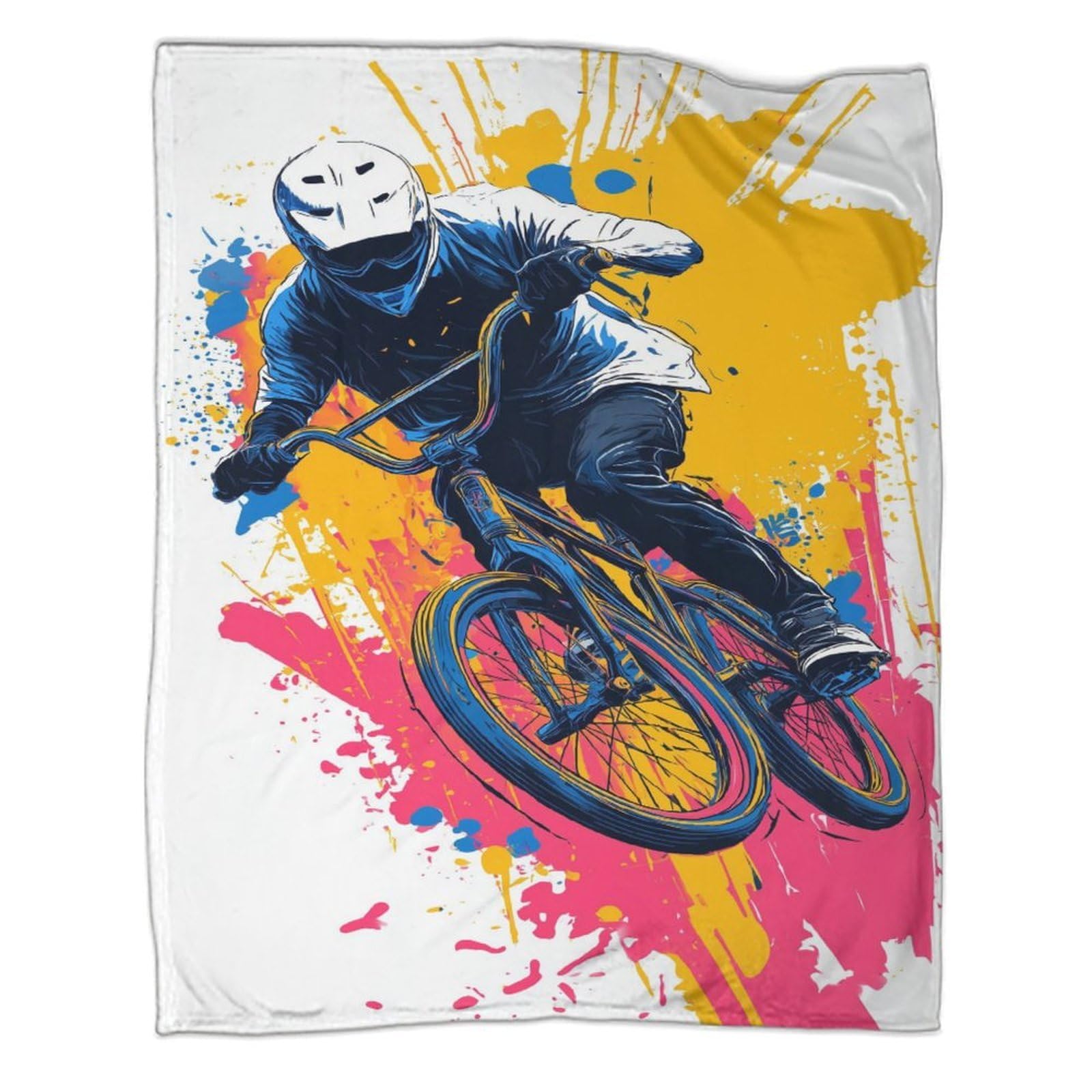 Couverture polaire de canapé motif bicycle en flanelle pour soirées cocooning