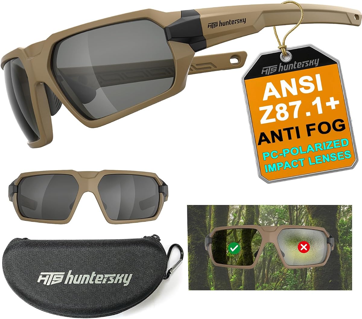 Ballistic Tactical ANSI Z87.1+ Impact Protection Anti Fog Shooting Glasses Military Grade Airsoft Range