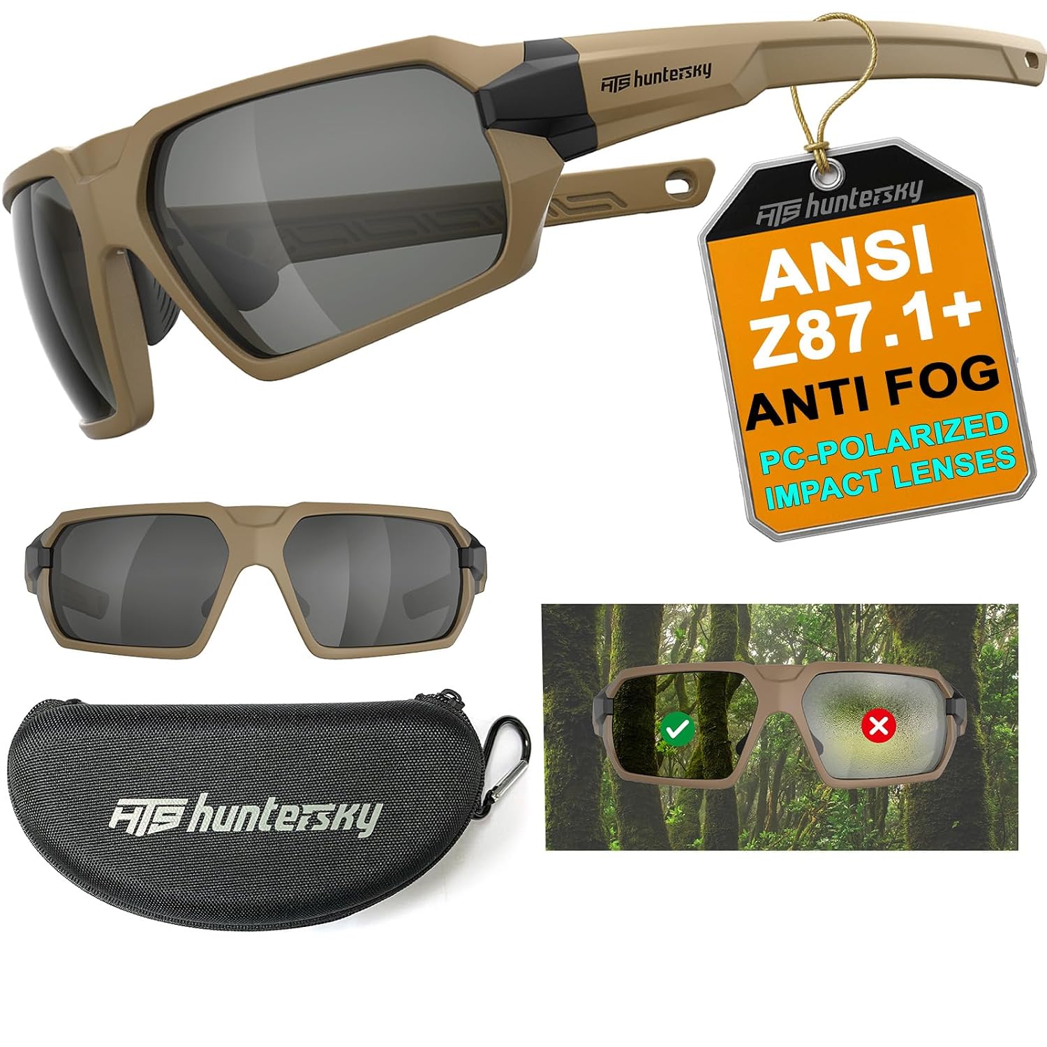HTS HUNTERSKY Q37 Anti Fog Polarized Tactical Hunting Shooting Sunglasses Military Grade Ballistic Impact Protection Eye P... - Review, Price and Buying Guide