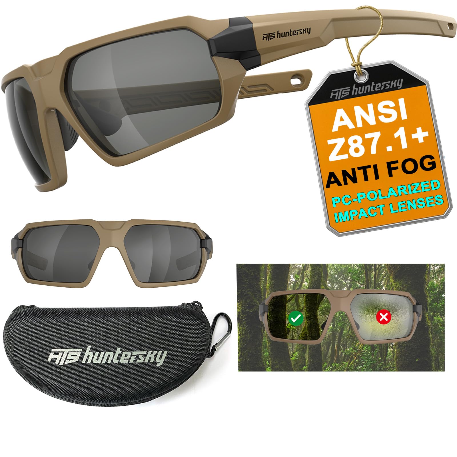 HTS HUNTERSKY Ballistic Tactical Impact Protection Anti Fog Shooting Glasses Military Grade Airsoft Range…