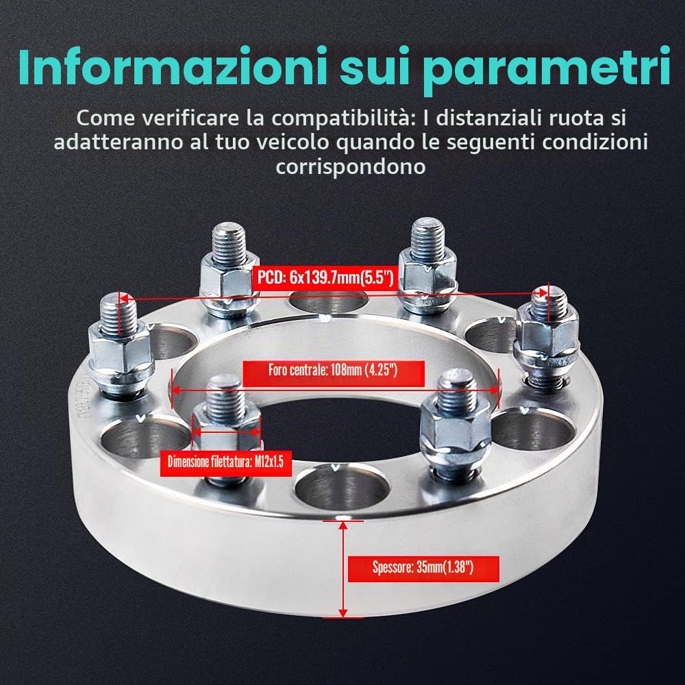 maXpeedingrods 4X Distanziali Ruote 35mm 6x139.7mm o 6x5.5 Pollici per Toyota Montero Rodeo Landcruiser FJ Cruiser per 4Runner per Nissan Hilux per Isuzu Rodeo 92-04 [EU Stock]