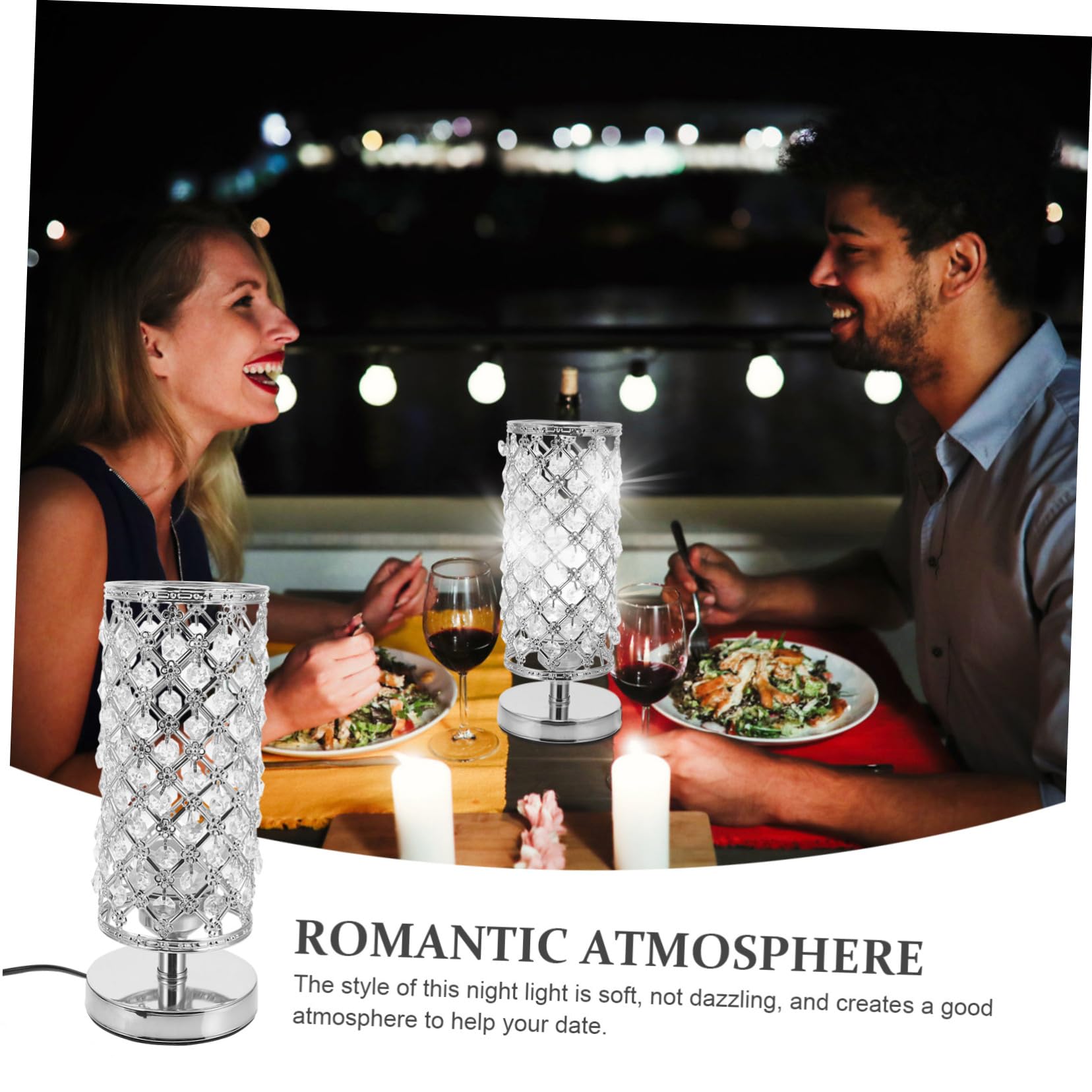 Gatuida Lámpara de Mesa de Cristal Decorativa para Salón con Luz Diseño Simple y Estructura Práctica Lámpara Interior con Interruptor y Enchufe Europeo