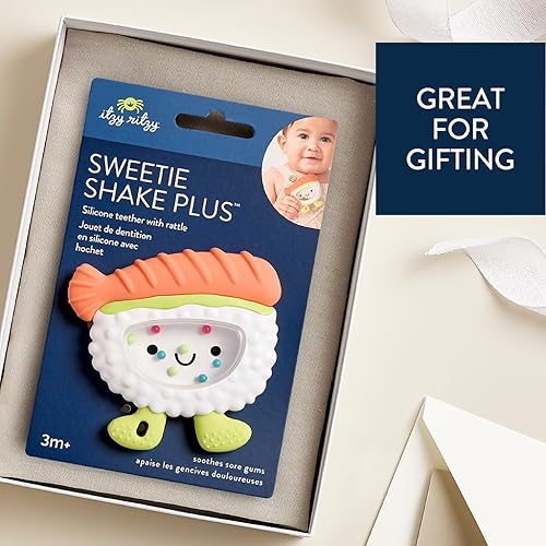 Miniatura 5 de Itzy Ritzy Mordedor de sonajero de silicona, sin BPA, con sonajero para bebés y niños pequeños, cuenta con un sonido suave de sonajero, cuentas