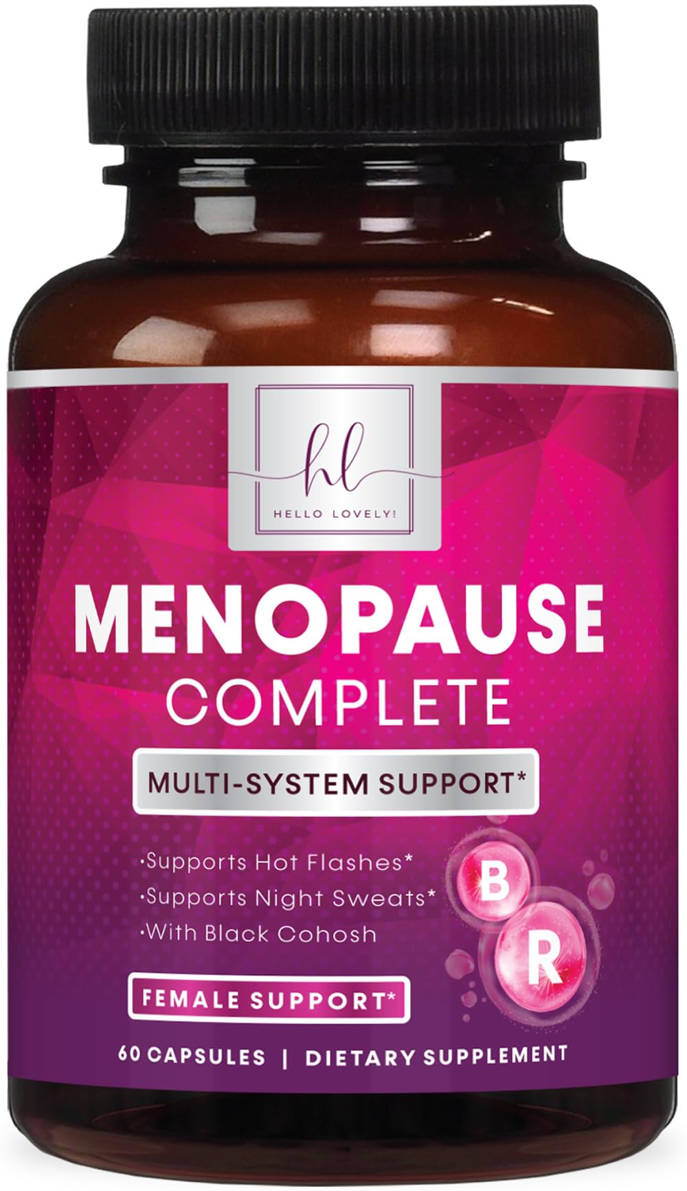 Menopause Supplements for Women with Black Cohosh - Natural, Mild Hot Flash, Night Sweats & Hormone Support, Menopause Relief with Dong Quai, Energy & Balance, Non-GMO & Gluten Free - 60 Capsules