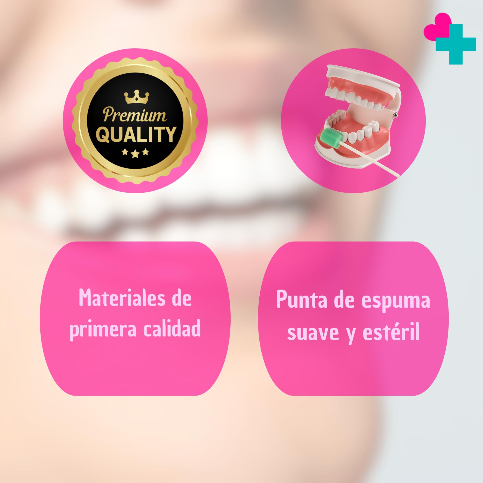 Limpiador de Lengua para Higiene Bucal Diaria 100ud. Hisopos Bucales Estériles de Espuma. Limpiador Lingual Evita Mal Aliento Boca. Alternativa a Cepillo de Dientes Desechable e Hilo Dental.