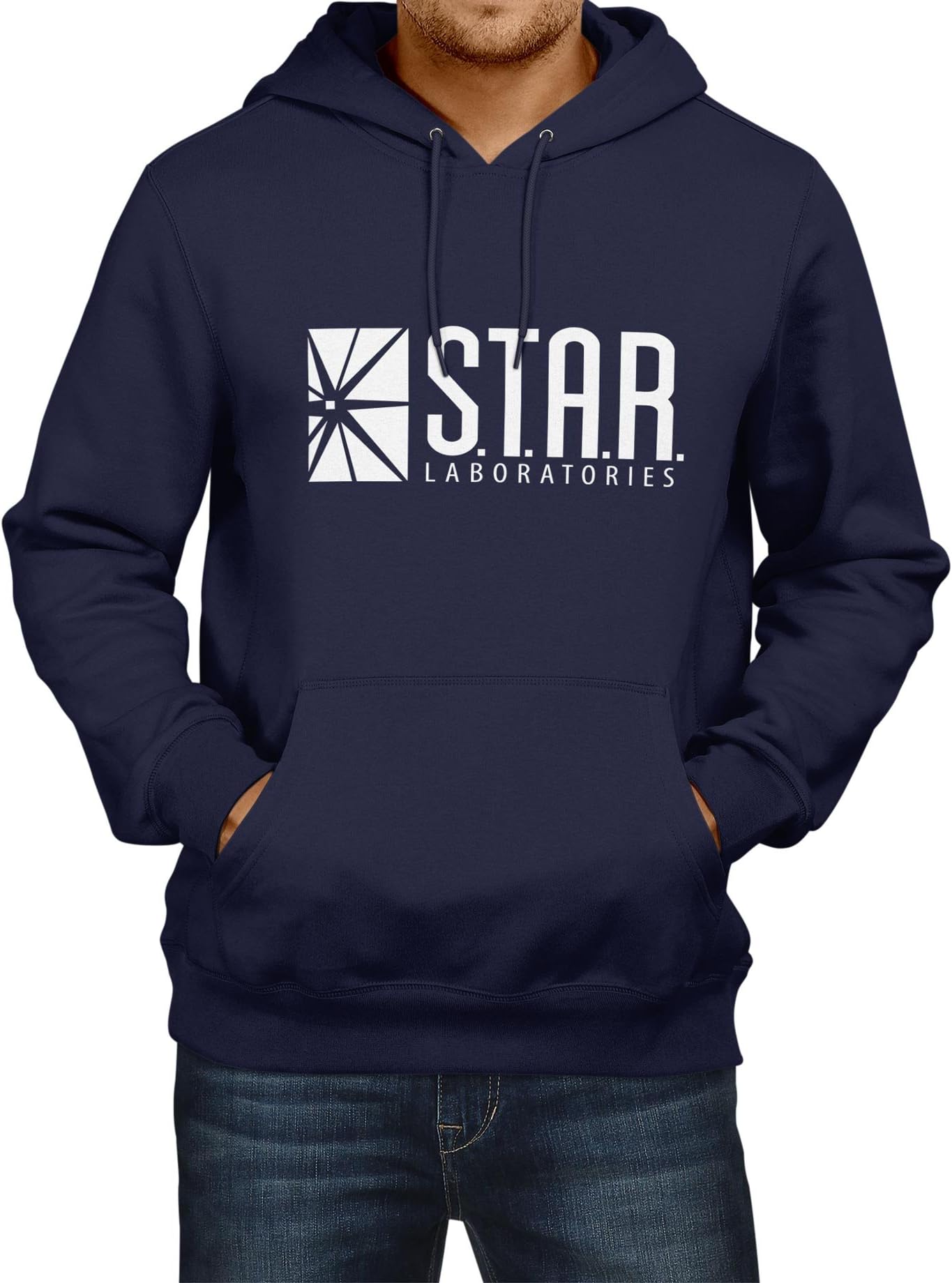 Mens STAR Labs Hoodie Navy, XXL | S.T.A.R. Laboratories Pullover Hoodies