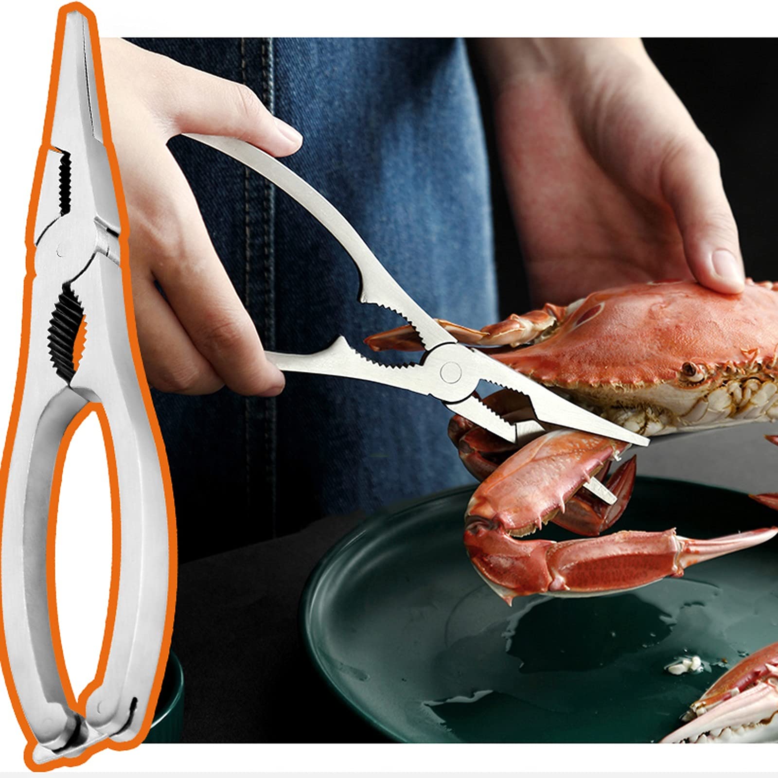 Set Strumenti Per Frutti Di Mare In Acciaio Inox - 5 Pezzi Con Schiaccianoci E Forchette Per Aragosta E Granchio - Foto 12