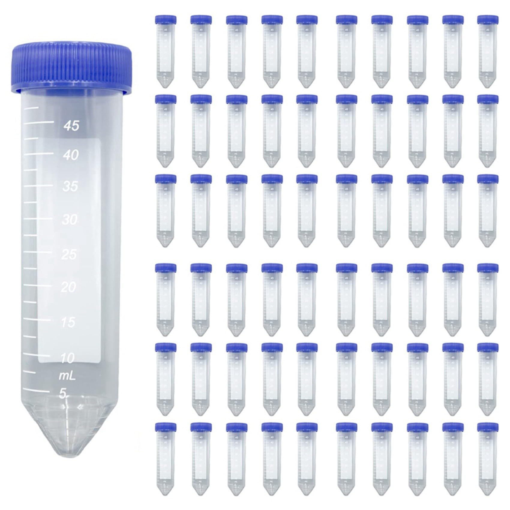 Provette da Centrifuga Coniche Scientifiche da 50 Ml, [Confezione da 150] Provette nel Plastica con Tappi Un Vite, Provette Sterili da 50 Ml con Coperchi