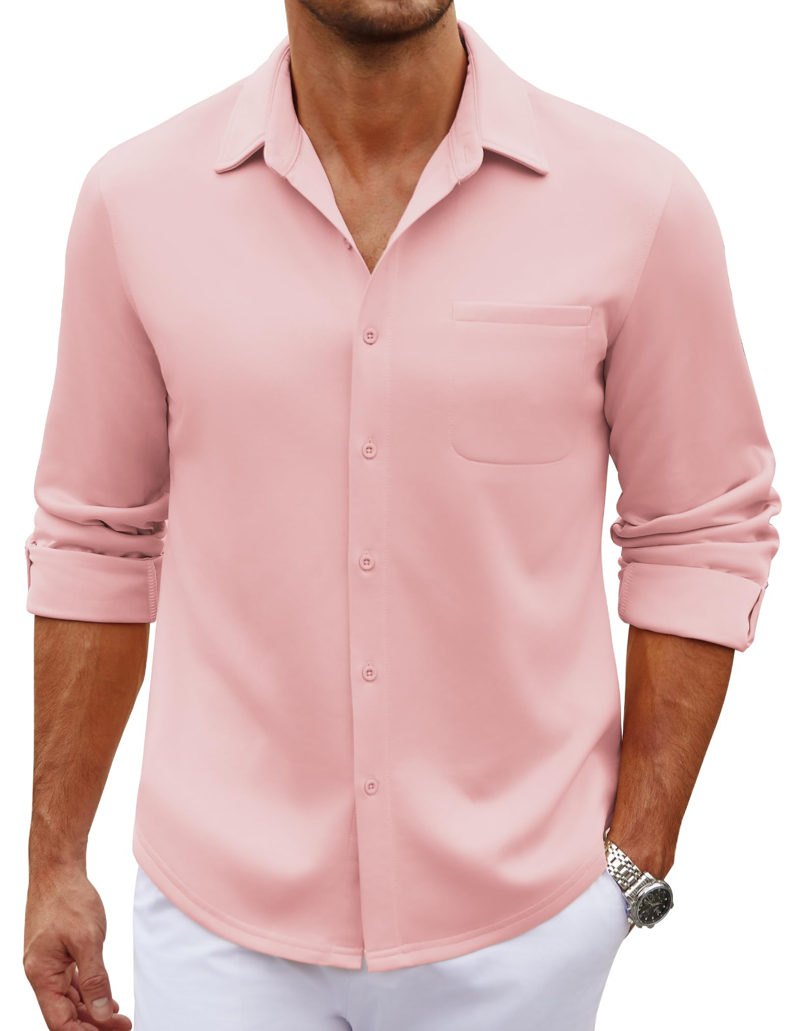 COOFANDY Men's Long Sleeve Wrinkle Free Shirt Casual Button Down Shirts Stretch Dress Shirt with Pocket