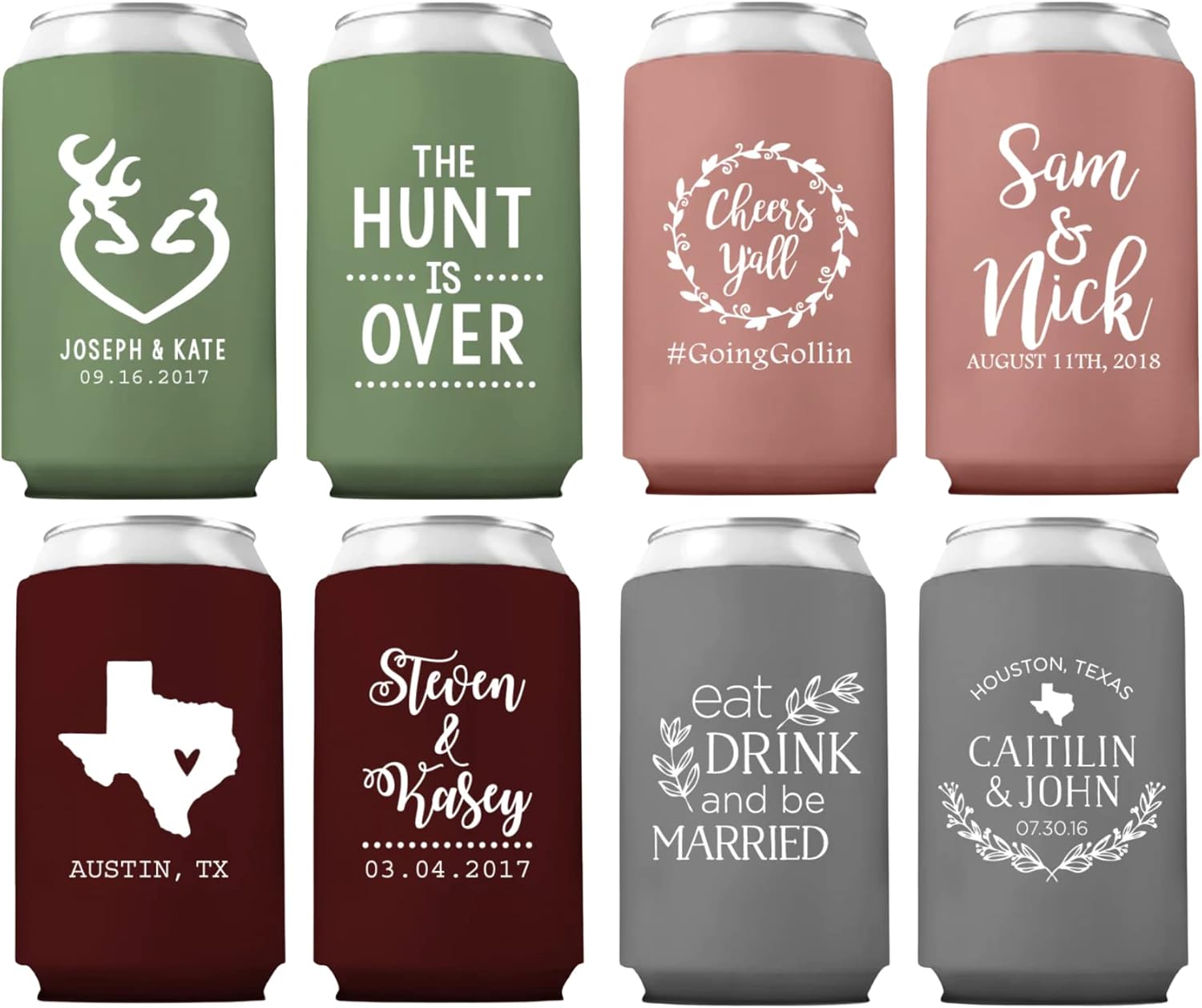 Customized Wedding Can Coolers 75-Pack, Personalized Wedding Favors, Custom Can Cooler for Wedding Guests, Can Coolie Drink Coolers (Custom - Set of 75)