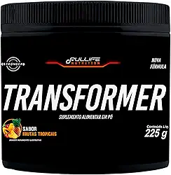 Fullife Nutrition, Pré-treino complementado com Beta-alanina, L-Arginina, Taurina e Cafeína, Transformer, Sabor Frutas Tropicais, Pote, 225 gramas • 45 Doses
