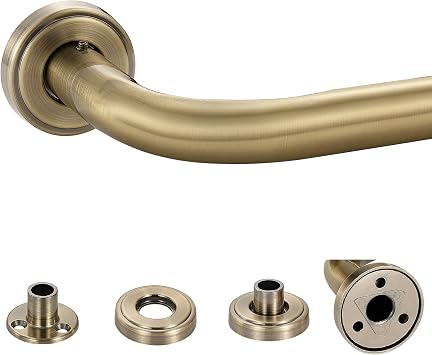 Antique Bronze Wrap Around Curtain Rod, 1 Inch Diameter, 28 to 86 Inch, Adjustable Blackout Curtain Rod with Zinc Alloy Double-deck Finials and Aluminum Center Brackets