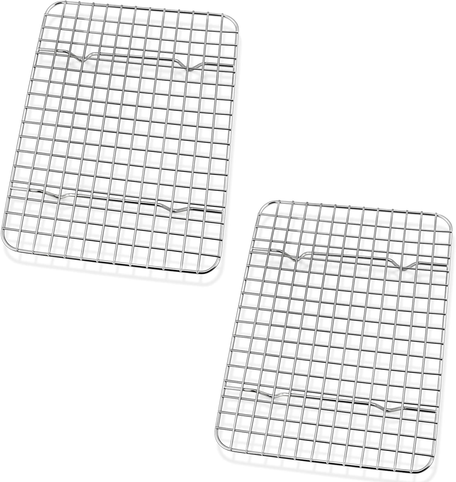 P&P CHEF 8.75 Inch Cooling Baking Rack Set of 2, Stainless Steel Grid Cooking Racks for Roasting Drying Grilling, Oven & Dishwasher Safe, Heavy Duty & Healthy