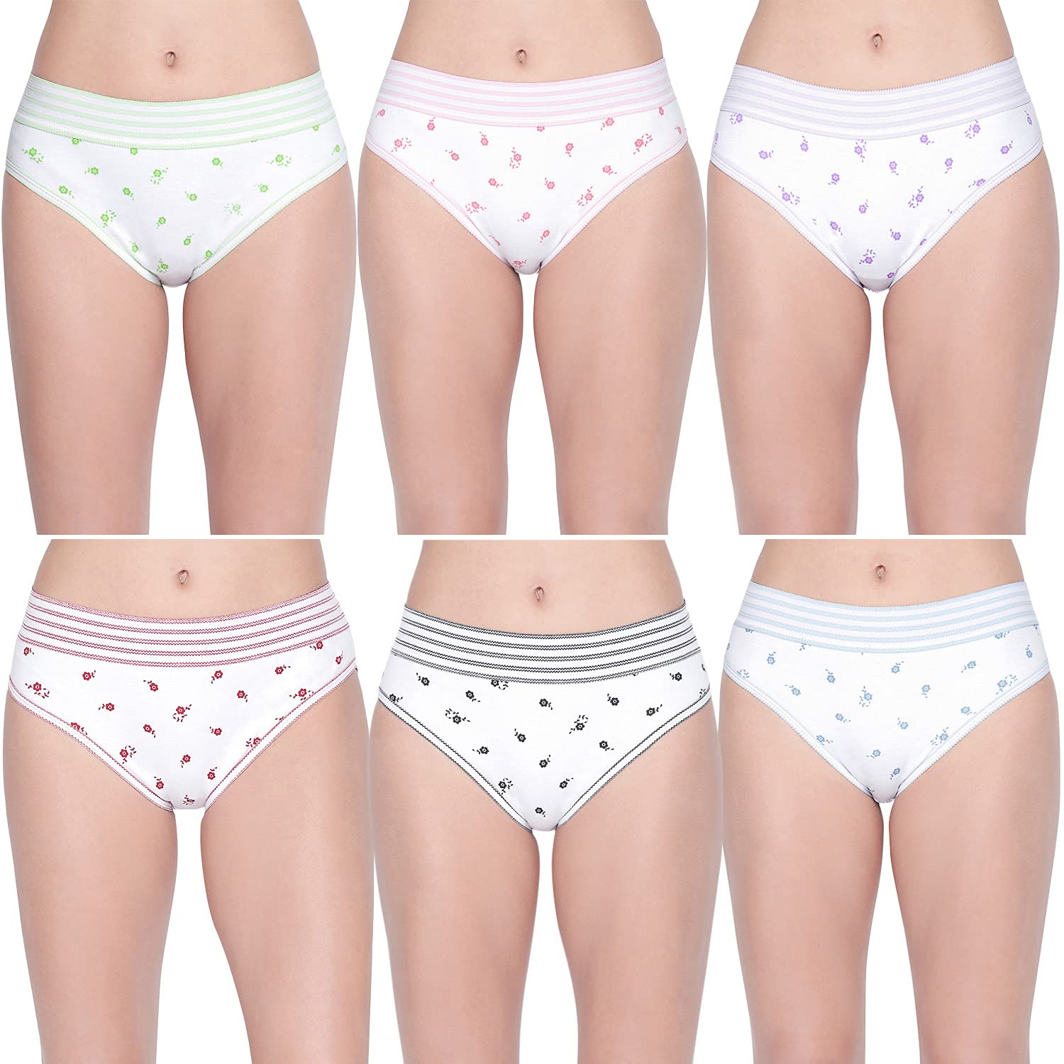 bodycare Women's Cotton Pack Of 6 Printed High-Cut Briefs-picture-22