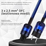 Tertullus HiFi High End kabel zasilający C15 kabel zasilający HiFi Audio do urządzeń z wtyczką Schuko i złączem IEC (P037, 1,5 m)