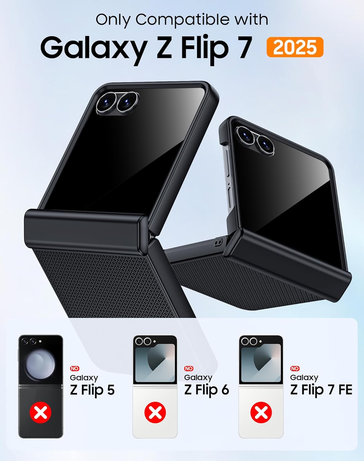 for Samsung Galaxy Z Flip 7 Case with Privacy Screen Protector & Hinge Protection, Slim Non-Slip Hard Full Body Shockproof Cover Wireless Charging Case for Galaxy Z Flip 7 (Black) Galaxy Z Flip 7 Black