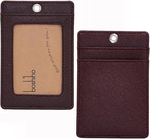 Vista 27 de Boshiho. Funda vertical, de piel, para tarjeta de identificación con cordón resistente., Bolso