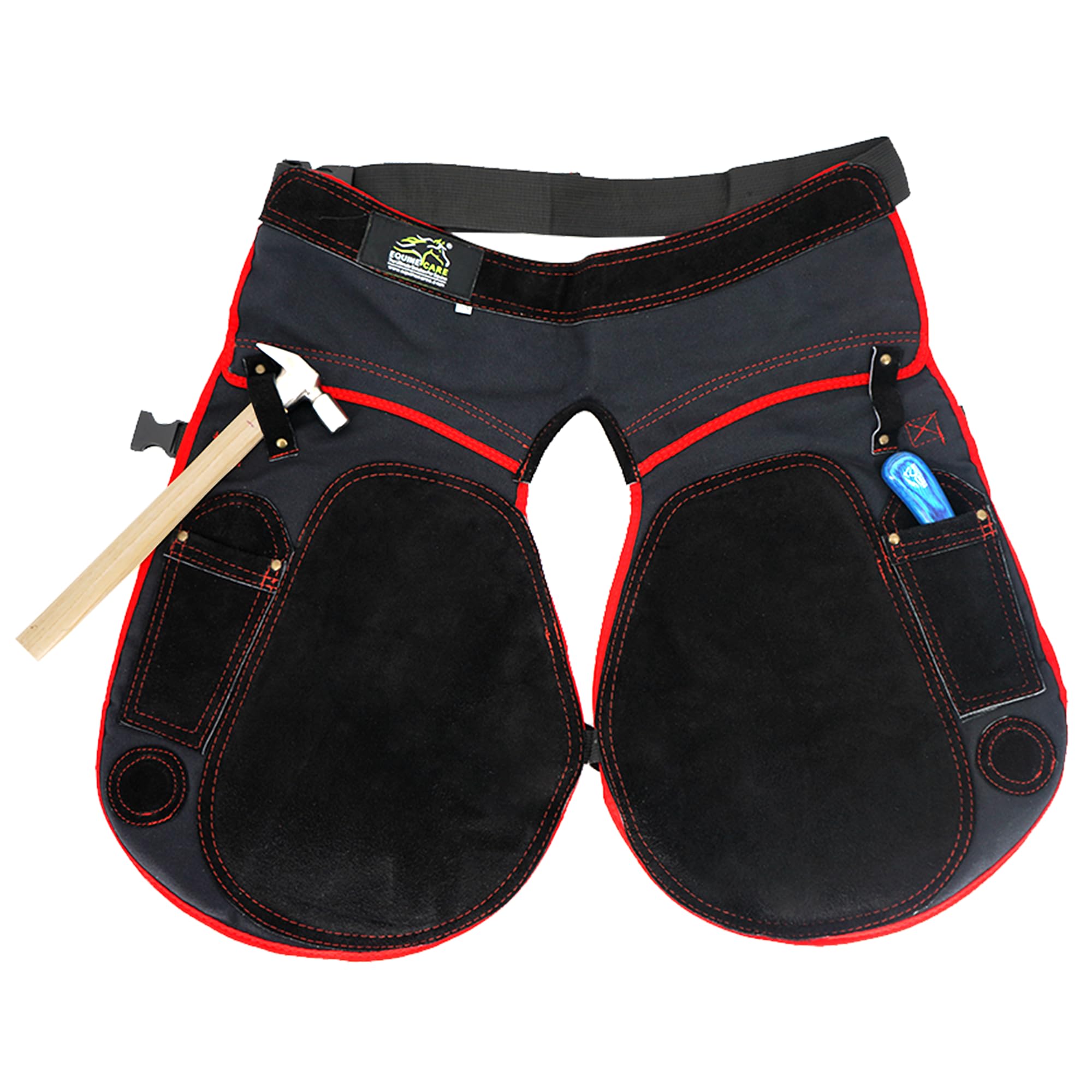 Equine Care Farrier Apron Chaps – 2mm Cowhide Suede Leather, 500 GSM Canvas, 23" Length, Adjustable Waist (28–52"), Ambidextrous Knife Pockets,