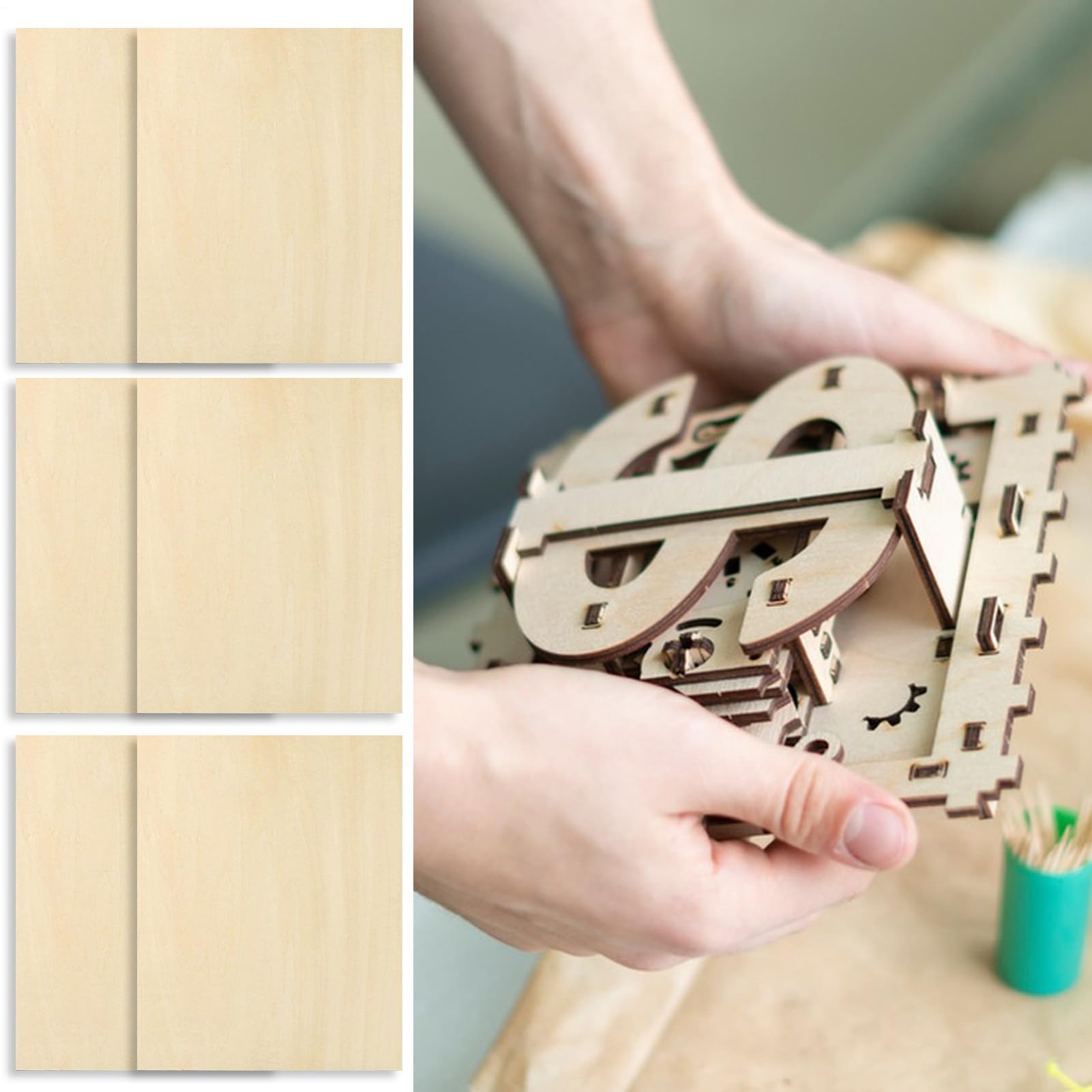 Compensato da 3 mm Set 6 pezzi per gianato Incisione Taglio CNC Pirografia